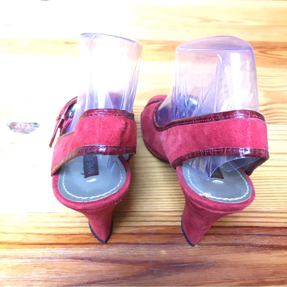 Nine West Red Suede Buckle Sling Back Heels, EUC, 7.5 - Picture 4 of 11